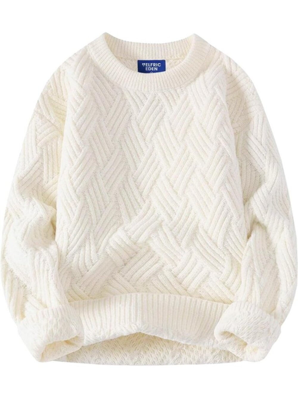 Vintage Oversized Knit Pullover Sweater - Baggy Crewneck Casual Cable Knit Fall